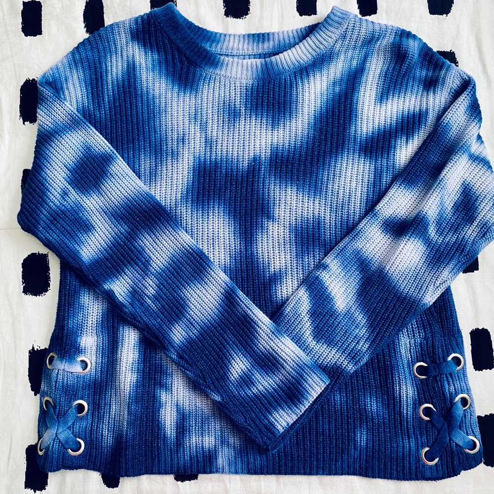 NWOT Justice Tie Dye Lace up Sweater